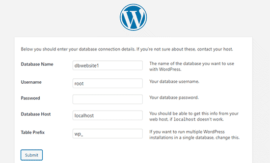 WordPress安装数据库信息填写