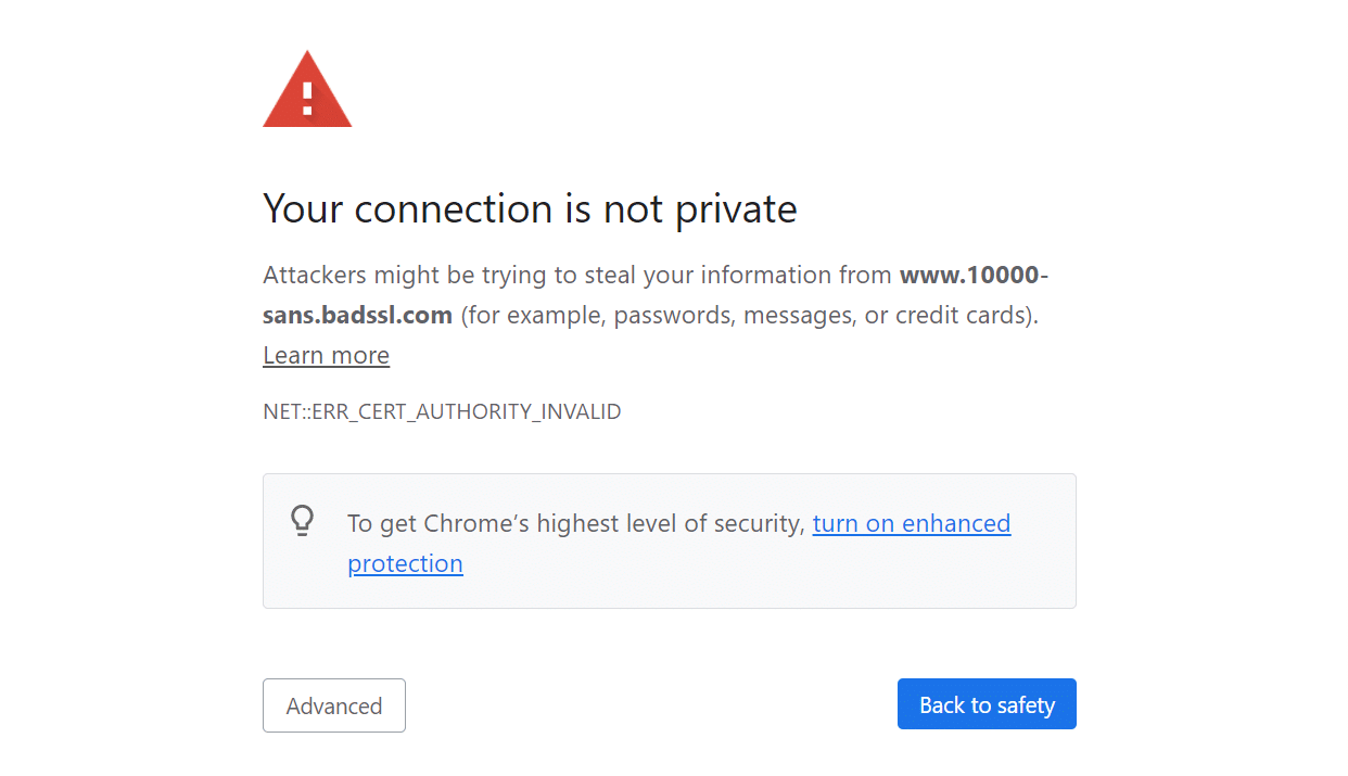 Chrome中的SSL连接错误