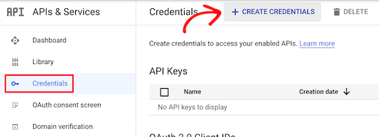 创建谷歌API凭证