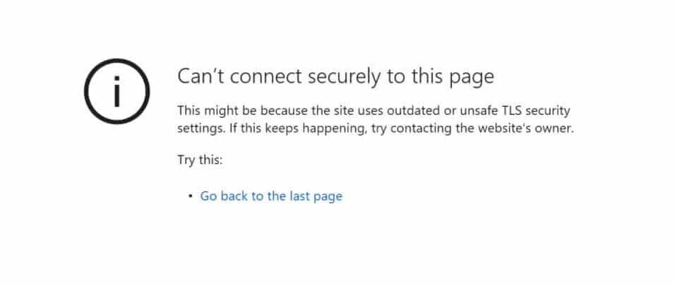 Microsoft Edge中的安全连接错误