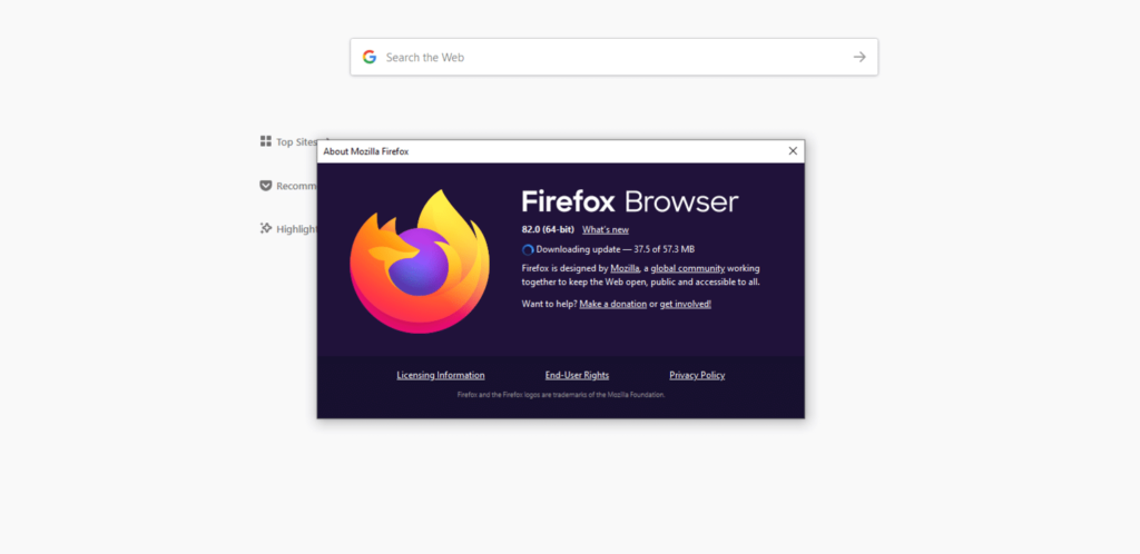 Firefox浏览器会通知用户正在下载更新