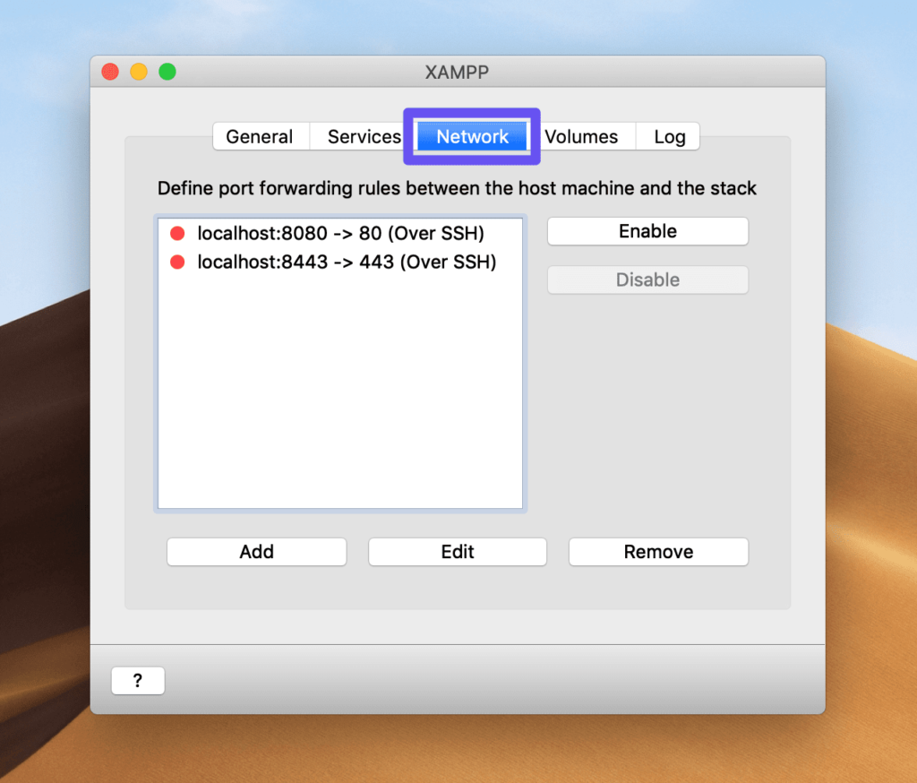 访问macOS上的XAMPP网络选项
