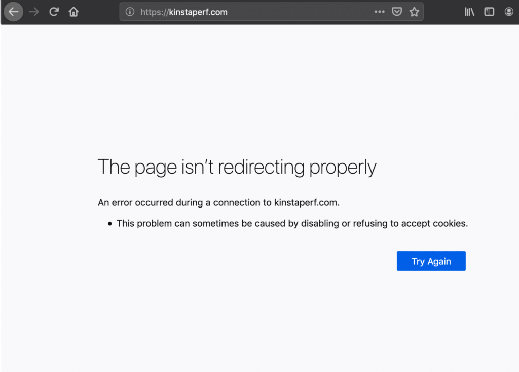 Firefox浏览器ERR_TOO_MANY_REDIRECTS错误消息