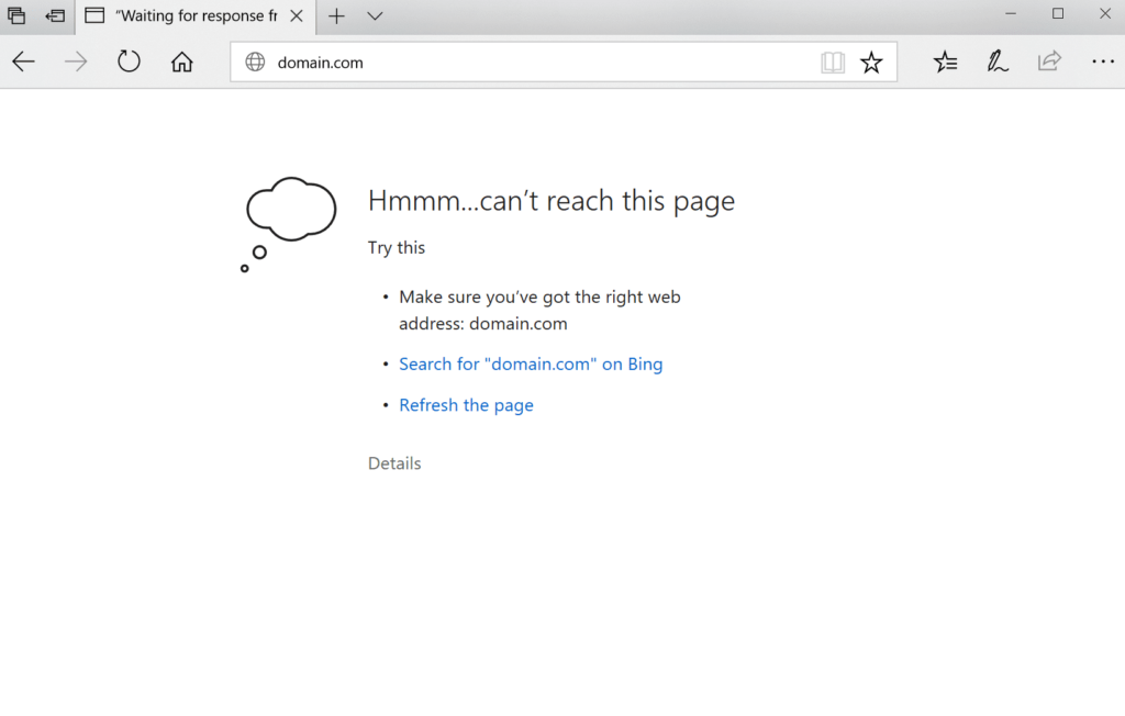 Microsoft Edge的嗯……无法访问此页面错误